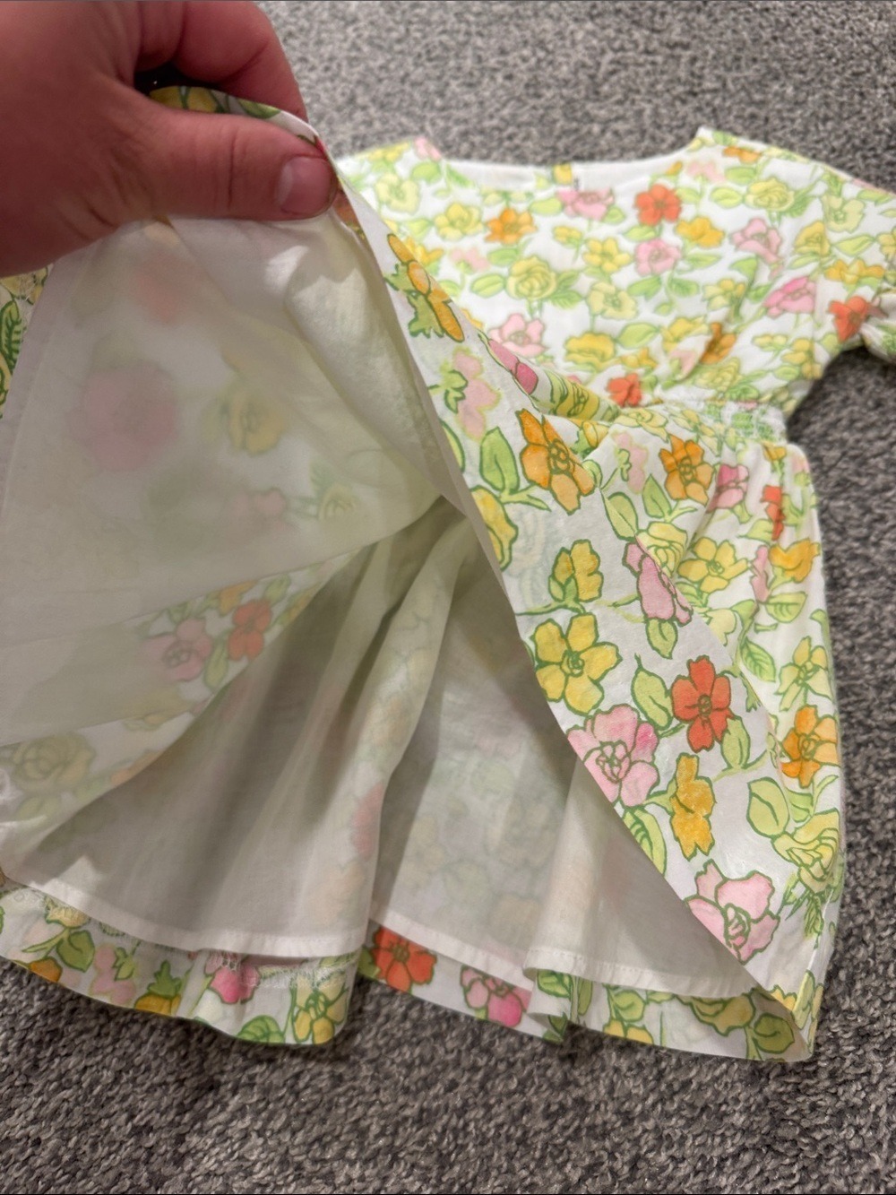 Janie and Jack White Floral Smocked-Waist Dress with Yellow & Pink Flowers - Picture 4 of 6